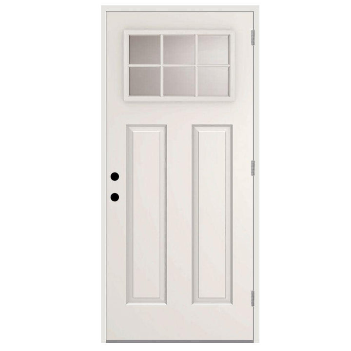 Steves & Sons 32 in. x 80 in. Element Series 6 Lite Left-Hand Outswing White Primed Steel Prehung Front Door with 4-9/16 in. Frame