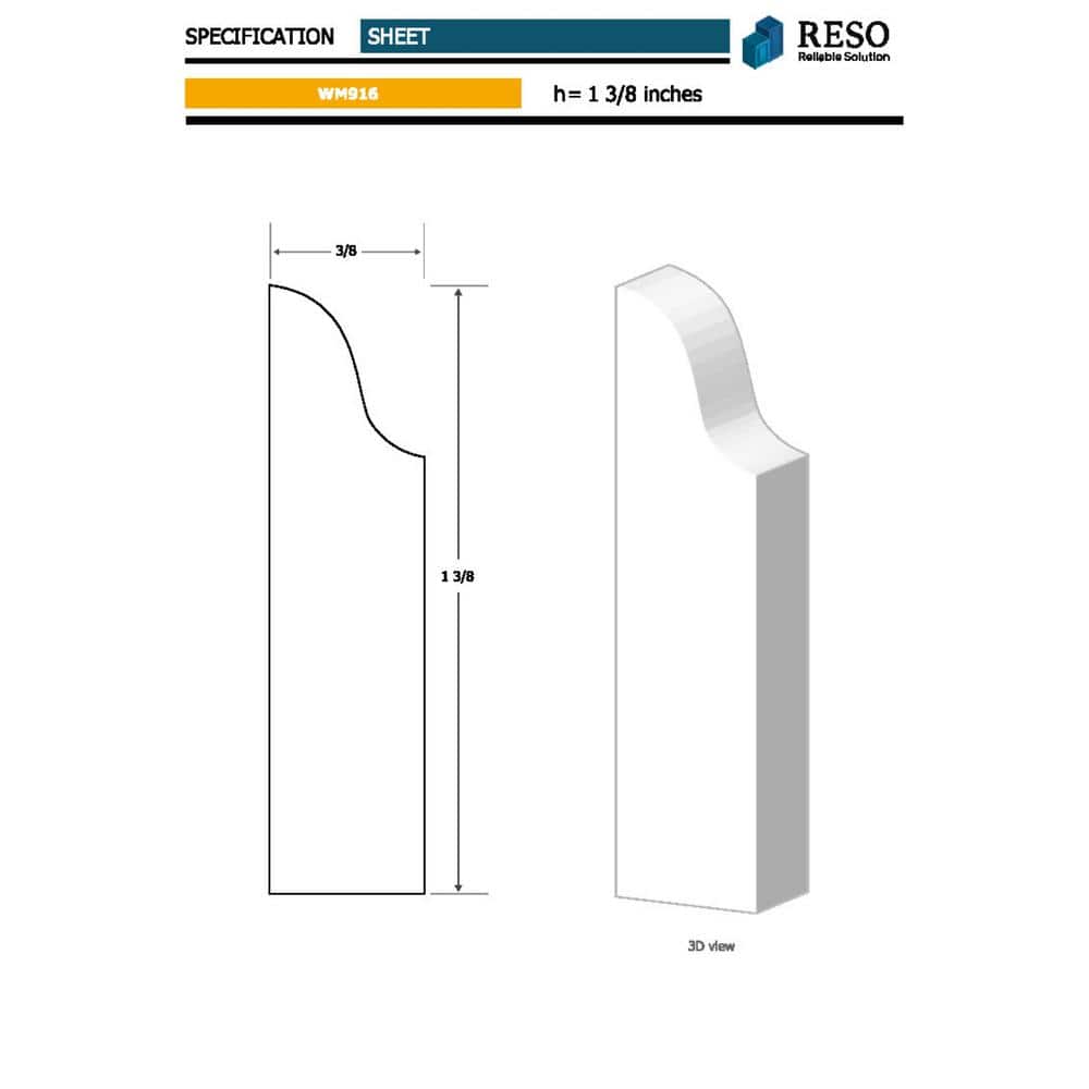 RESO RMC 916 3/8 in. D x 1-3/8 in. W x 85 in. L Primed Finger-Joined Pine Doorstop Molding 10-Pieces 70 ft. Total