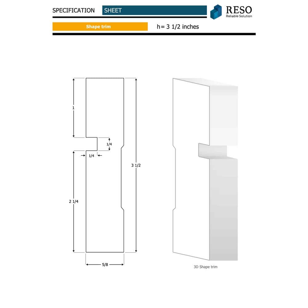 RESO RT 352 5/8 D in. x 3-1/2 W x 84 L in. Primed Pine Wood Finger-Joined Molding Casing for 18 in. Door Two Side