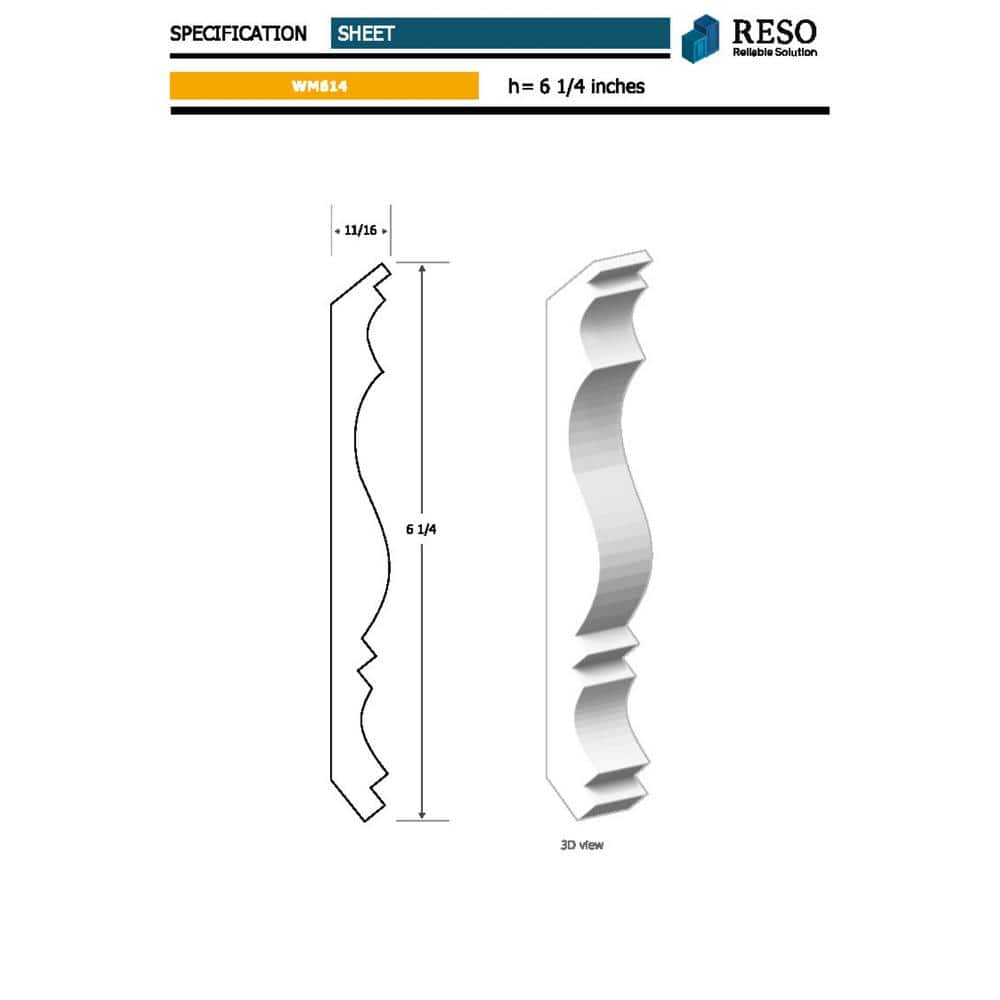 RESO M61 9/16 in. D x 6-1/4 in. W x 96 in. L Primed Finger-Joined Pine Crown Molding 10-Pieces 80 ft. Total