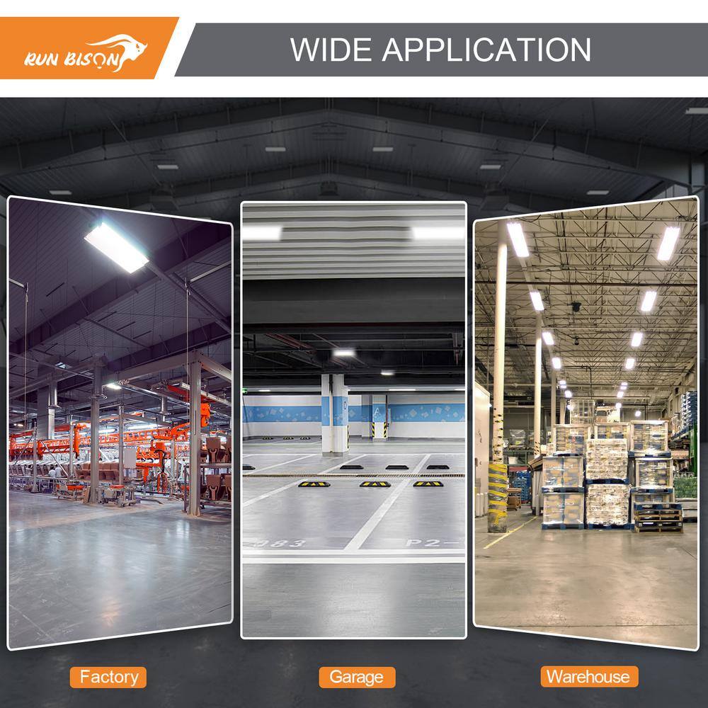 RUN BISON 2 ft. 800-Watt Equivalent Integrated LED Dimmable High Bay Light with 120-277V 28,350lm 5000K Daylight (2-Pack)