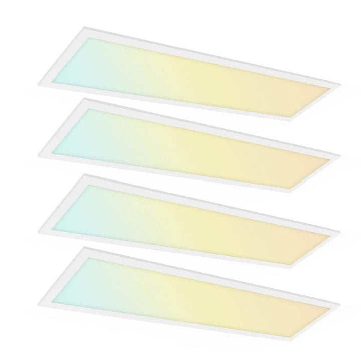 RUN BISON 1 ft. x 4 ft. White 2750/3300/4400 Lumens Integrated LED Panel Light Troffer Light, 3500/4000/5000K (4-Pack)