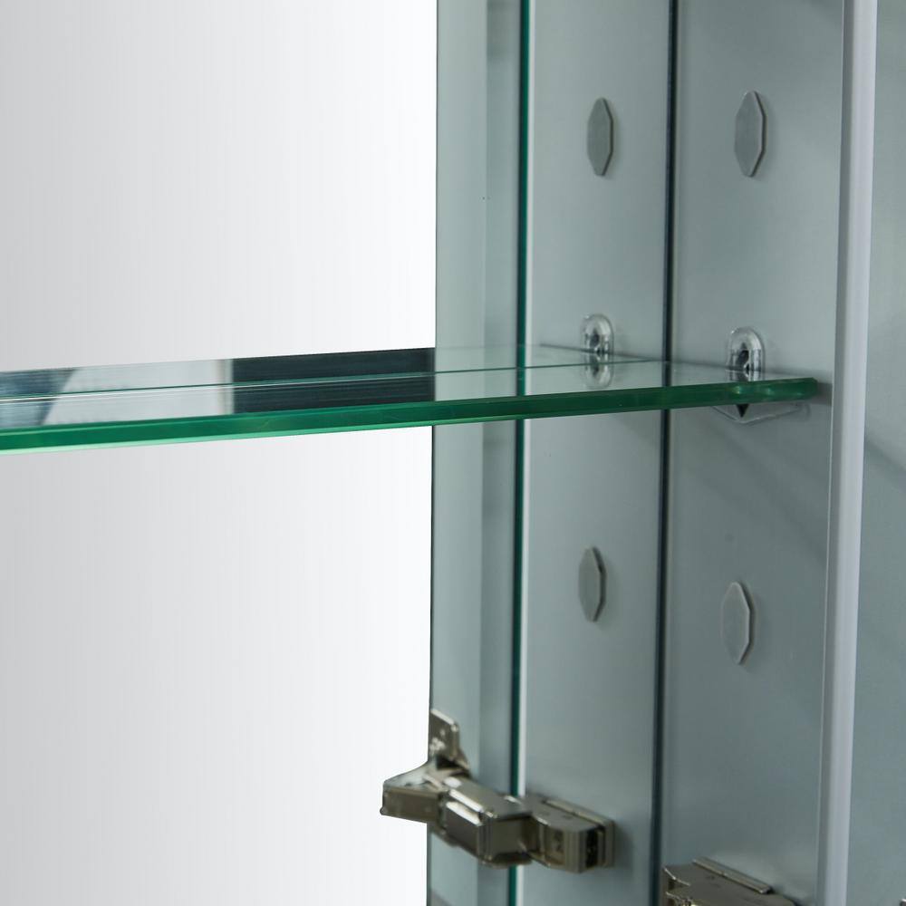 Satico 20 in. W x 26 in. H Rectangular White Aluminum Recessed/Surface Mount Medicine Cabinet with Mirror