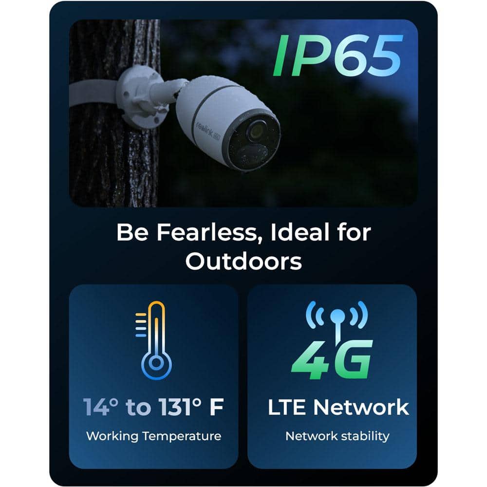 REOLINK Go Series Solar Powered 4G LTE Cellular Outdoor 4K Wireless Home Security Camera with Smart Animal Detect, 64GB Storage