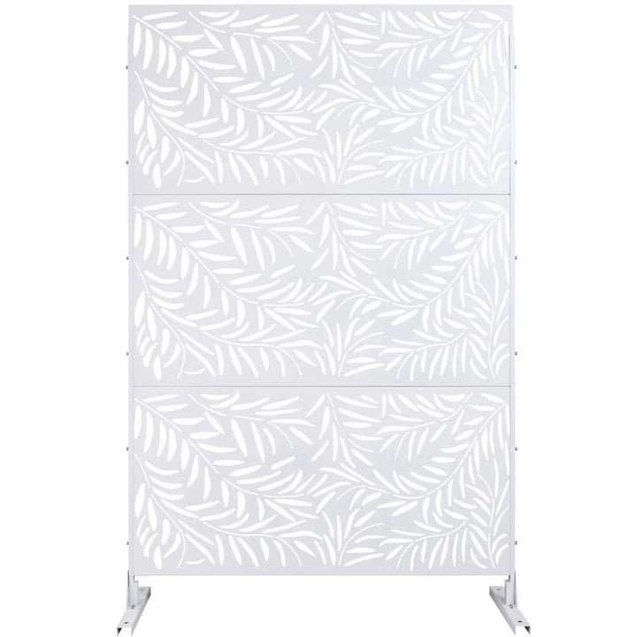 Sudzendf Outdoor and Indoor Freestanding Decorative Privacy Screen Metal Privacy Screen, Fence Panels in White