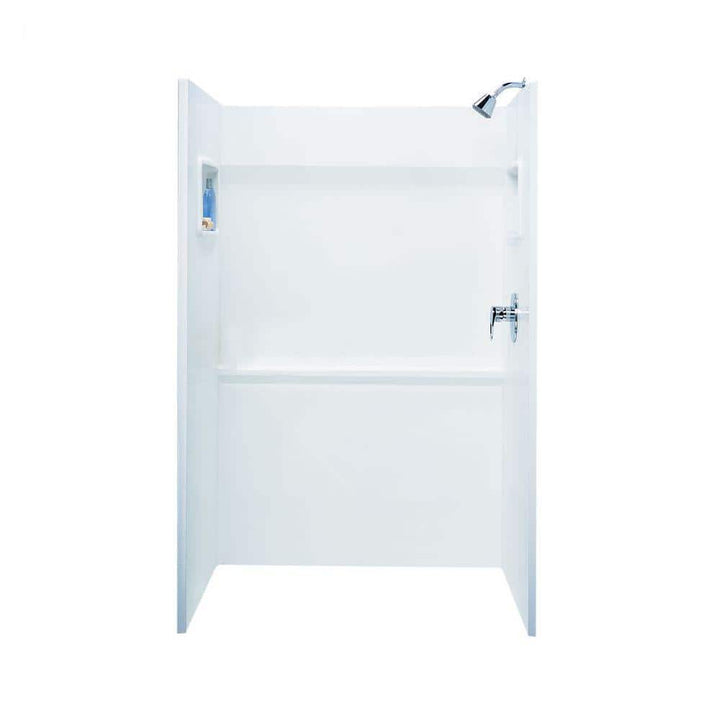 Swan 34 in. x 48 in. x 72 in. 3-Piece Direct-to-Stud Alcove Shower Surround in White