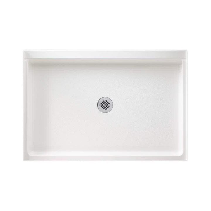 Swan 32 in. x 48 in. Solid Surface Single-Threshold Center-Drain Shower Pan in White