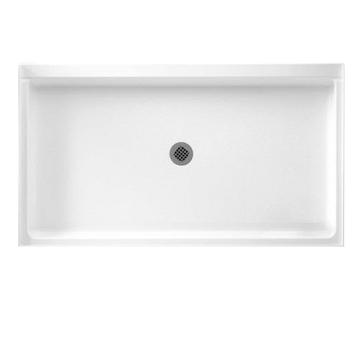 Swan 34 in. x 60 in. Solid Surface Single-Threshold Center-Drain Shower Pan in White