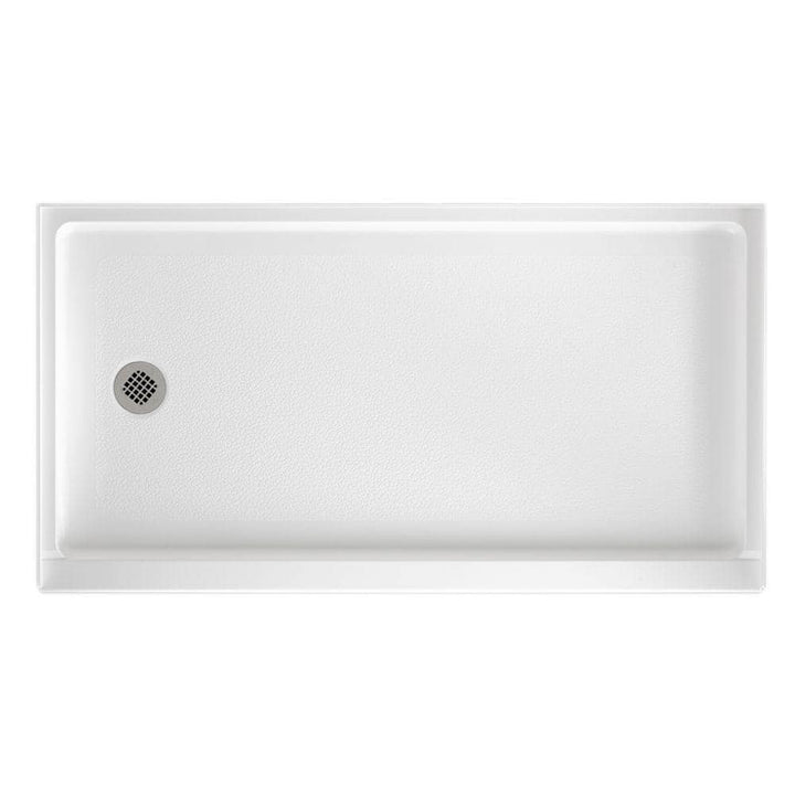Swan 32 in. x 60 in. Solid Surface Single Threshold Retrofit Left-Drain Shower Pan in White