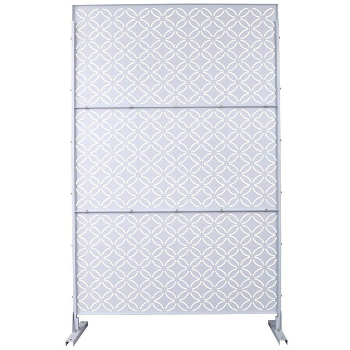 Tidoin 6.3 ft. x 4 ft. White Steel Freestanding Flat Flat Top Decorative Privacy Screen Metal Fence Panel