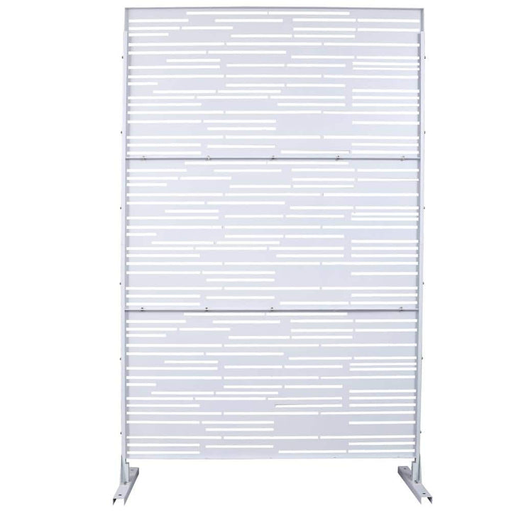 Tidoin 6.3 ft. x 4 ft. White Steel Freestanding Flat Flat Top Decorative Privacy Screen Metal Fence Panel