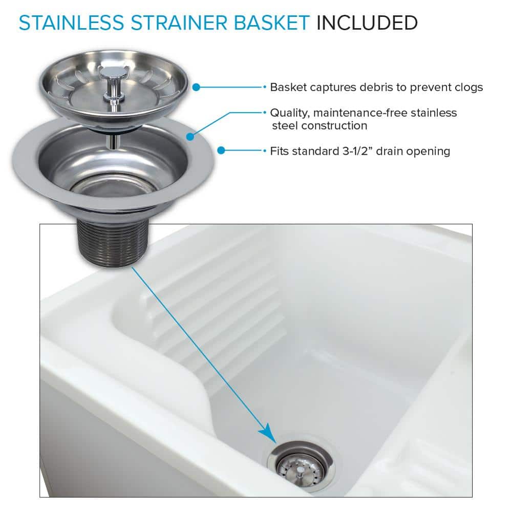 Transolid All-in-One 24.4 in x 22 in Acrylic Drop-In Laundry Sink and Cabinet with Faucet in White