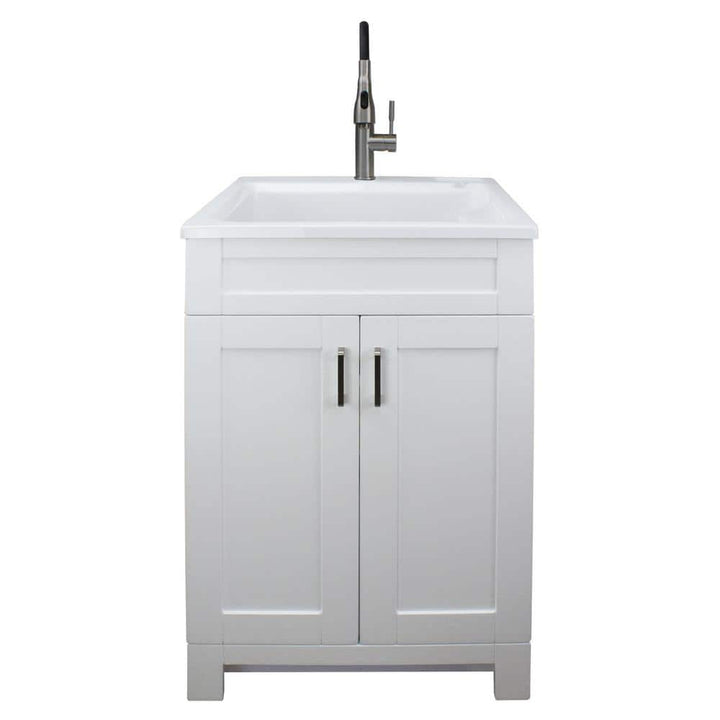 Transolid All-in-One 24.4 in x 22 in Acrylic Drop-In Laundry Sink and Cabinet with Faucet in White