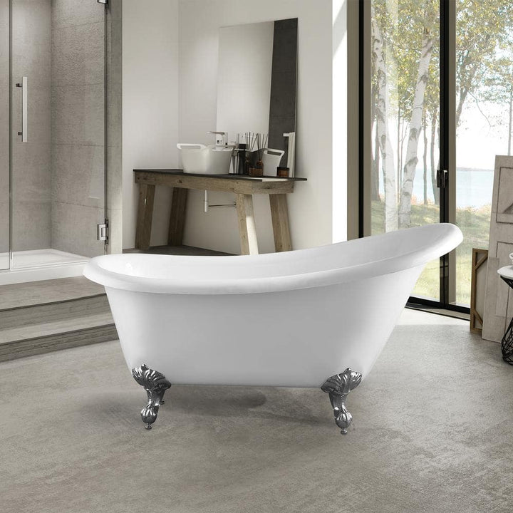 Vanity Art Toulouse 67 in. Acrylic Clawfoot Freestanding Bathtub in White