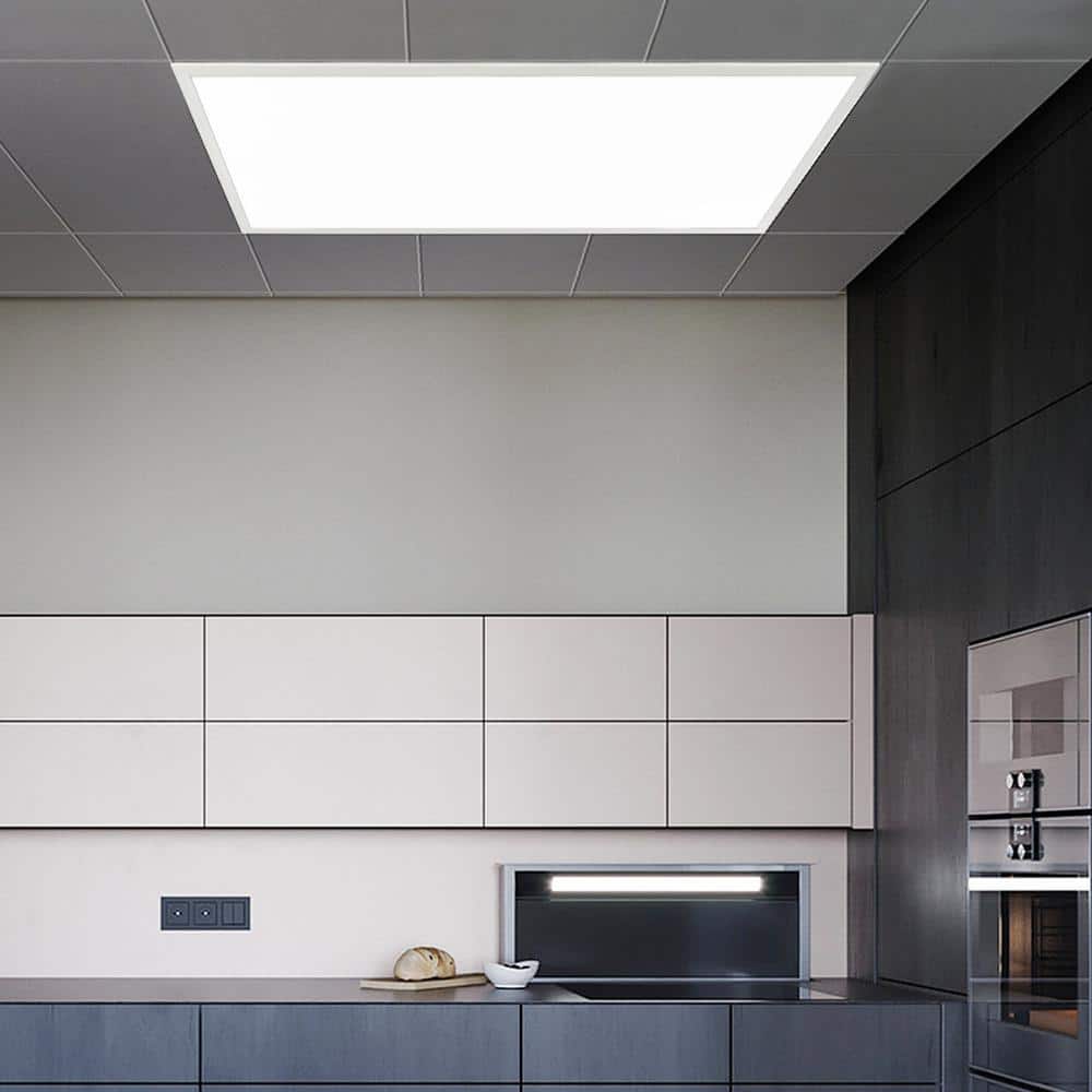 VEVOR 2 PCS 1 ft. x 4 ft. LED Flat Panel Light 6600LM 55 Watt LED Drop Ceiling Light 3500/4000/5000K for Home Office Classroom