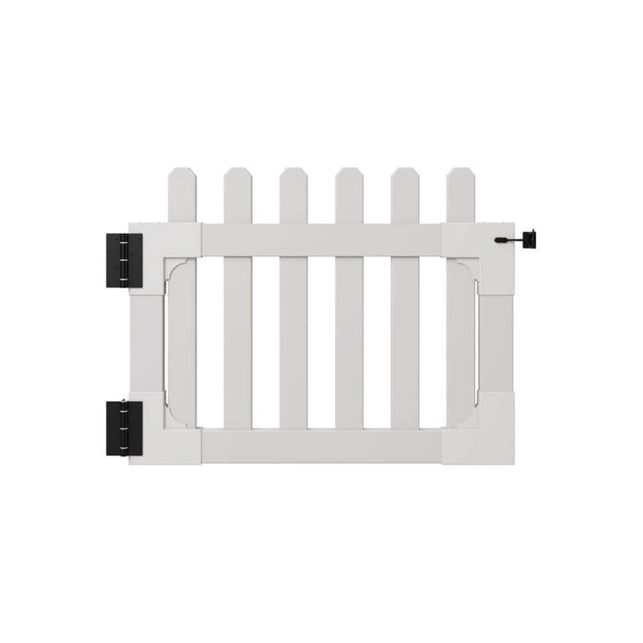 WamBam Fence 3-1/2 ft. x 2-5/8 ft. Newport Vinyl Picket Fence Gate with Stainless Steel Hardware