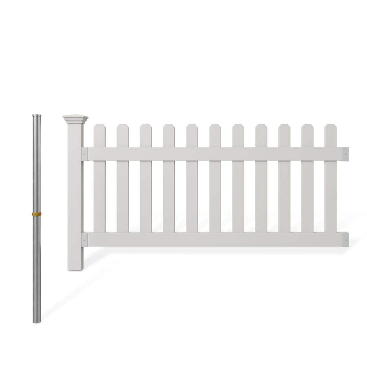 WamBam Fence 3 ft. x 6 ft. Newport Picket Vinyl Fence with No-Dig Steel Pipe Anchor Kit