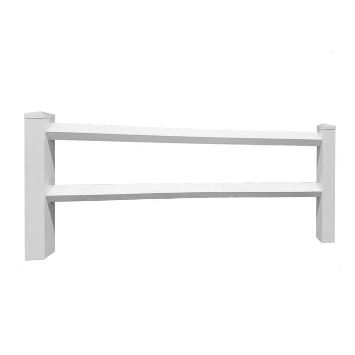 Weatherables 36 in. H x 120 ft. L 2-Rail White Vinyl Diamond Rail Fence Project Pack