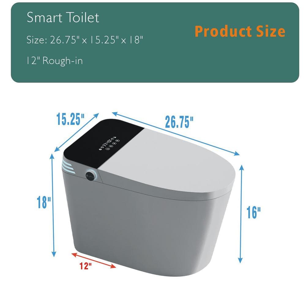 WELLFOR TM-2 Elongated LED Smart Bidet Toilet with Auto Flush and Heated Seat