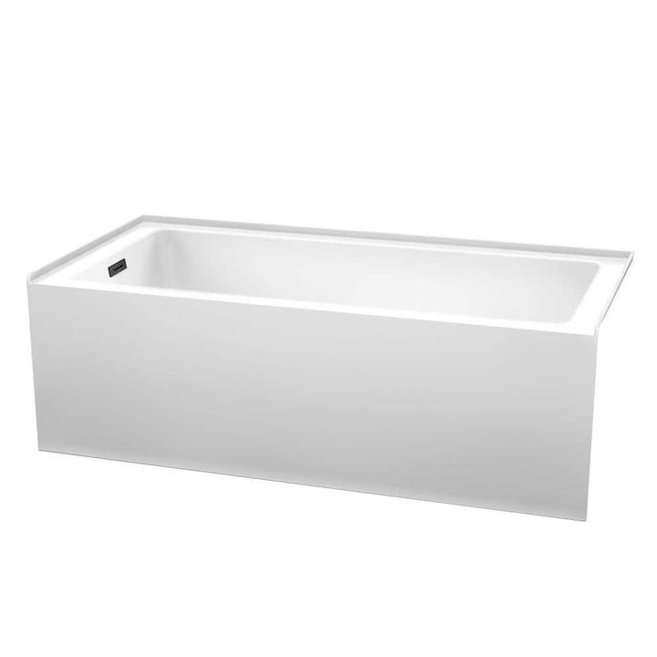 Wyndham Collection Grayley 66 in. Alcove Soaking Bathtub with Left Drain, White with Matte Black Trim