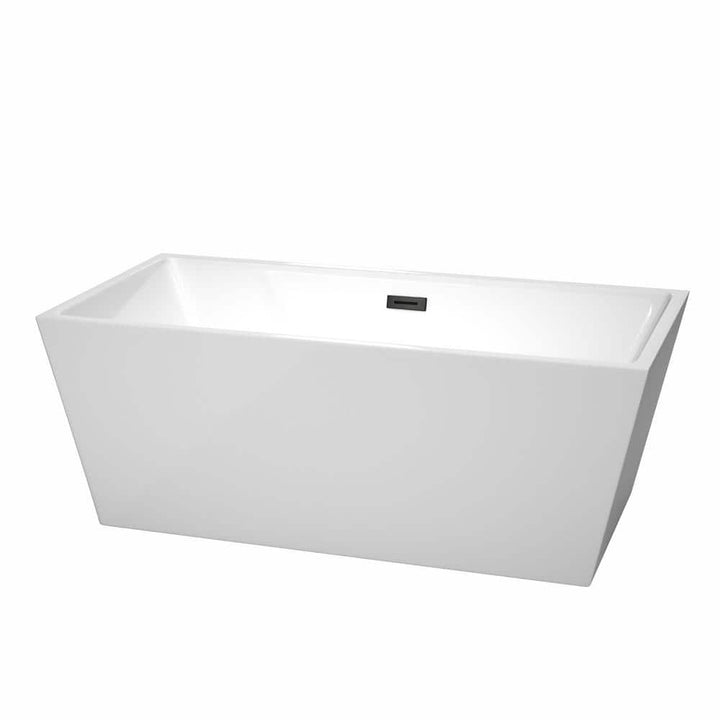 Wyndham Collection Sara 63 in. Acrylic Freestanding Bathtub with Matte Black Trim