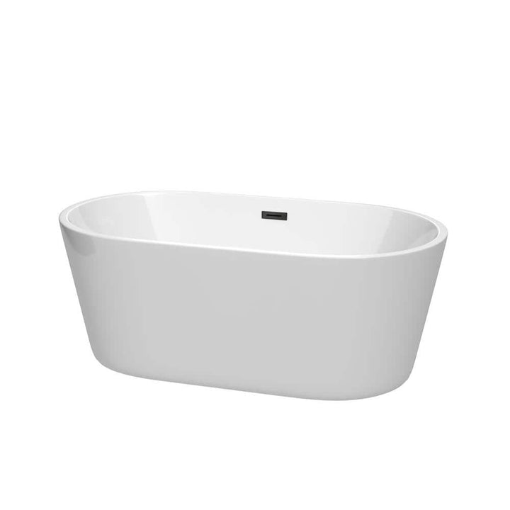 Wyndham Collection Carissa 60 in. Acrylic Freestanding Bathtub with Matte Black Trim