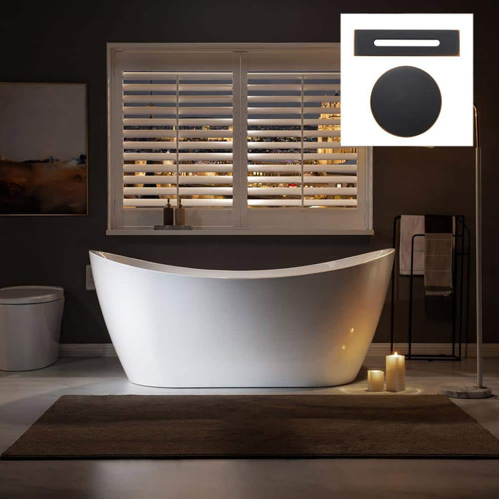 WOODBRIDGE CAHON 67 in. Acrylic Flatbottom Freestanding Double Slipper Soaking Bathtub in White with Oil Rubbed Bronze Drain