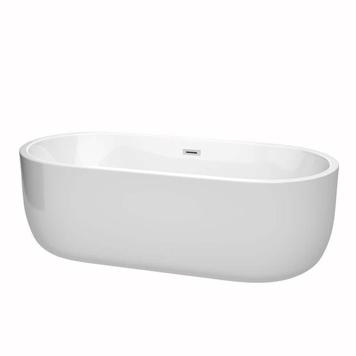 Wyndham Collection Juliette 5.9 ft Acrylic Freestanding Bathtub in White with Chrome Trim