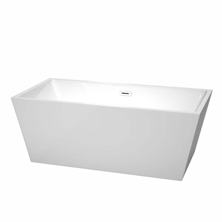 Wyndham Collection Sara 63 in. Acrylic Freestanding Bathtub with Shiny White Trim