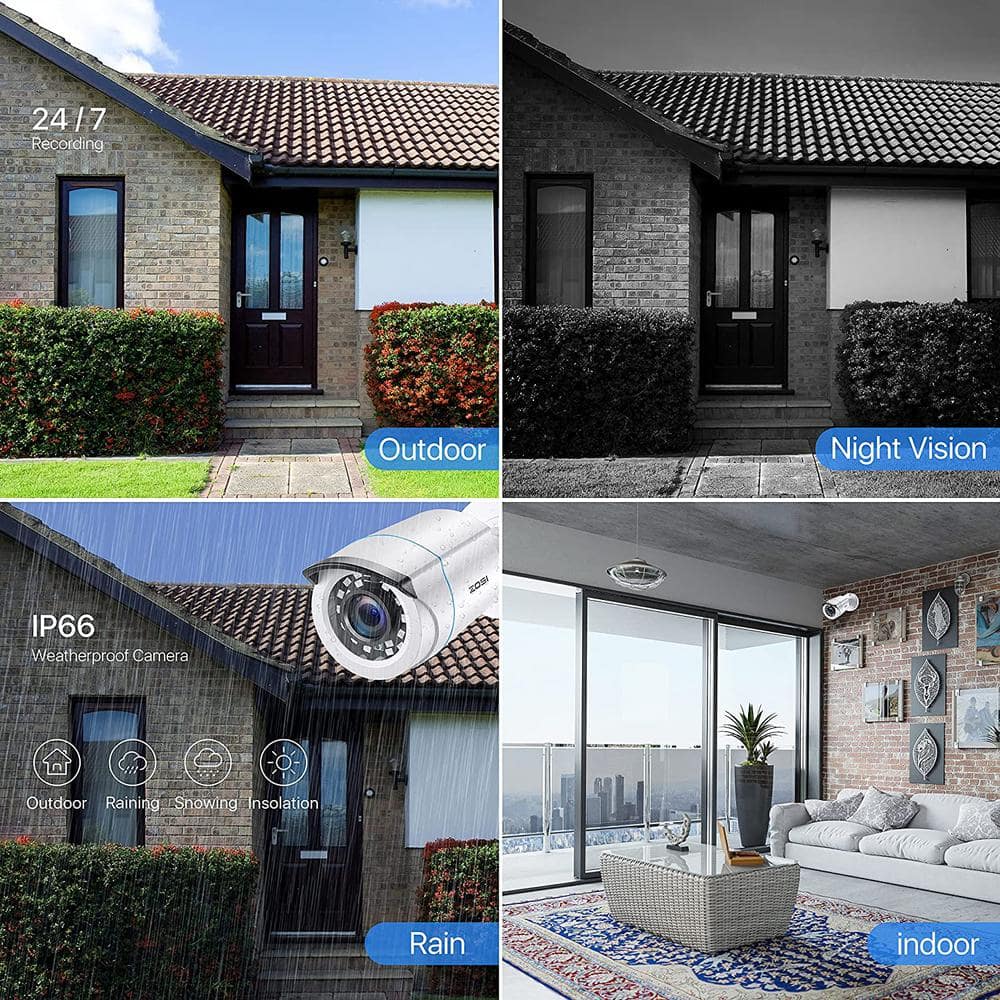 ZOSI Wired 1080p Outdoor Bullet Security Camera Only Compatible with TVI Analog DVR (4-Cameras)