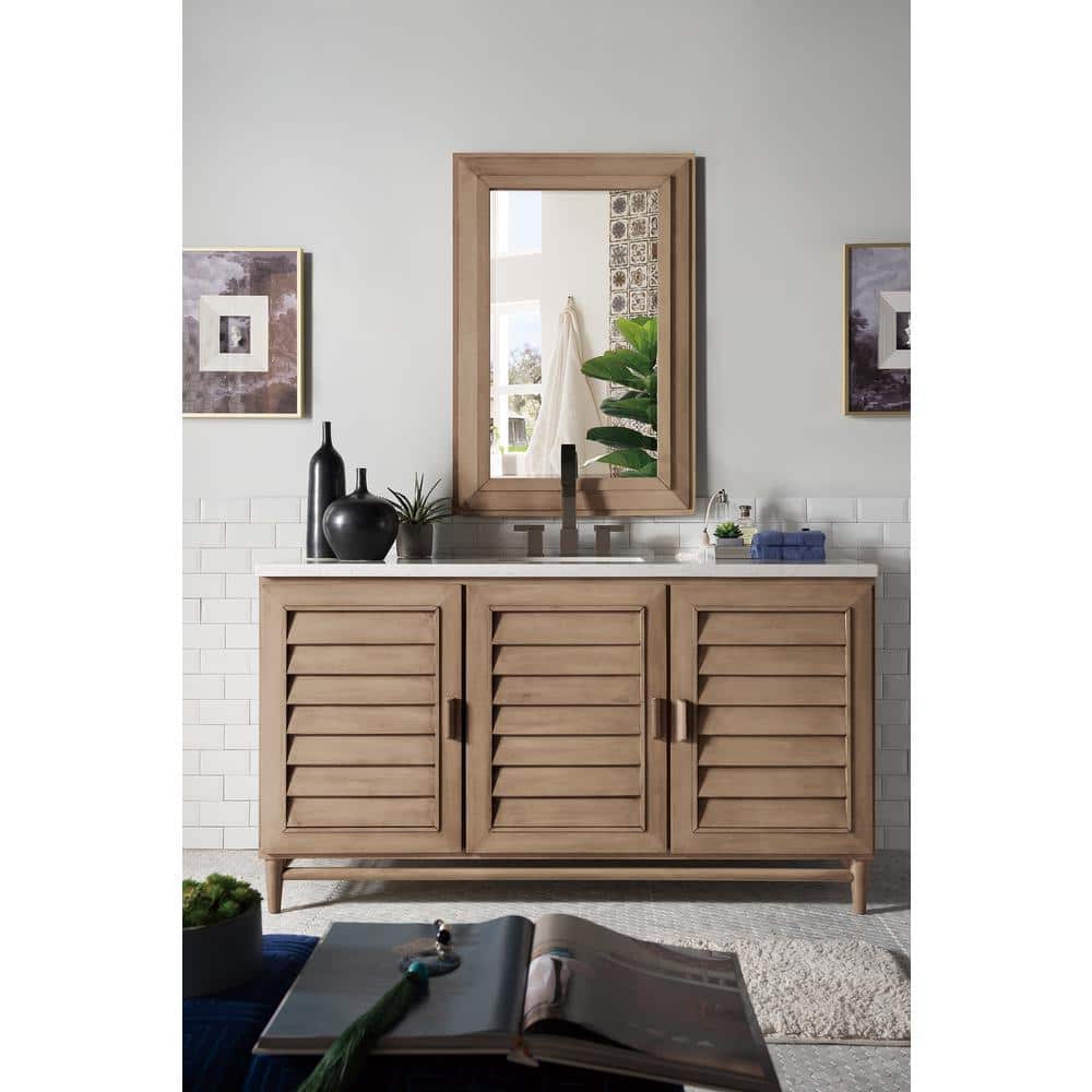James Martin Vanities Portland 30.4" x 42" Whitewashed Walnut Rectangular Wall Mirror