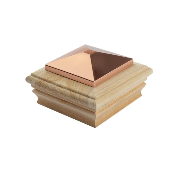Deckorators 4 in. x 4 in. Newport Copper High Top Cedar Wood Post Cap