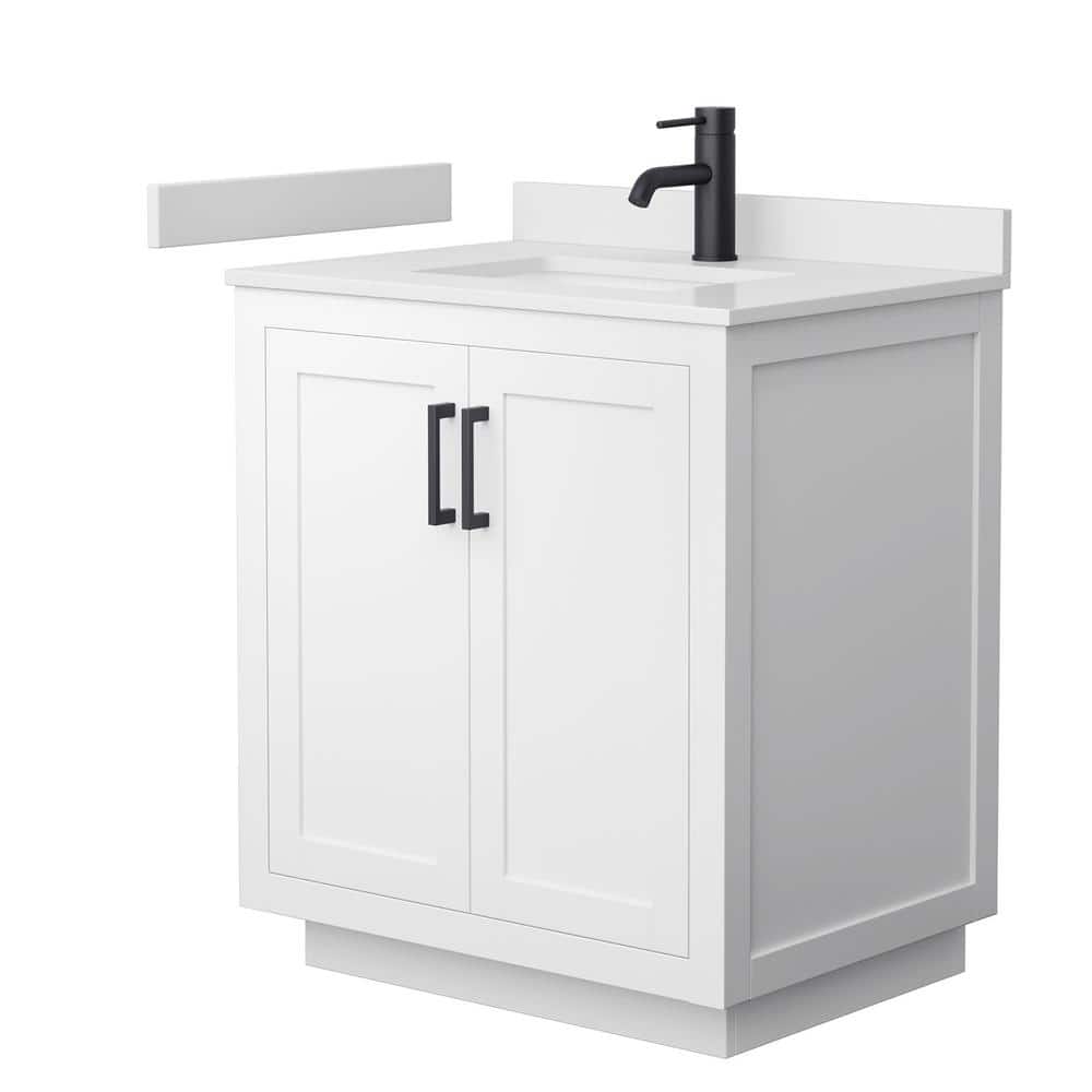Wyndham Collection Miranda 30" Single Bath Vanity in White with Cultured Marble Top