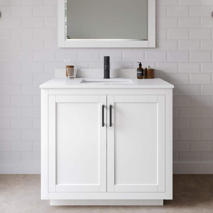 Wyndham Collection Miranda 36" Single Sink Bathroom Vanity with White Cultured Marble Top