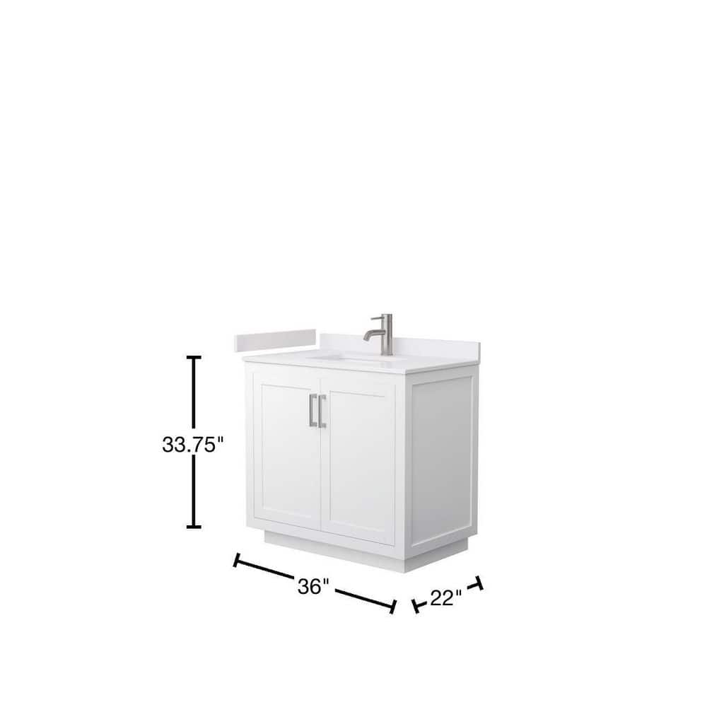 Wyndham Collection Miranda 36" White Bathroom Vanity with Cultured Marble Top