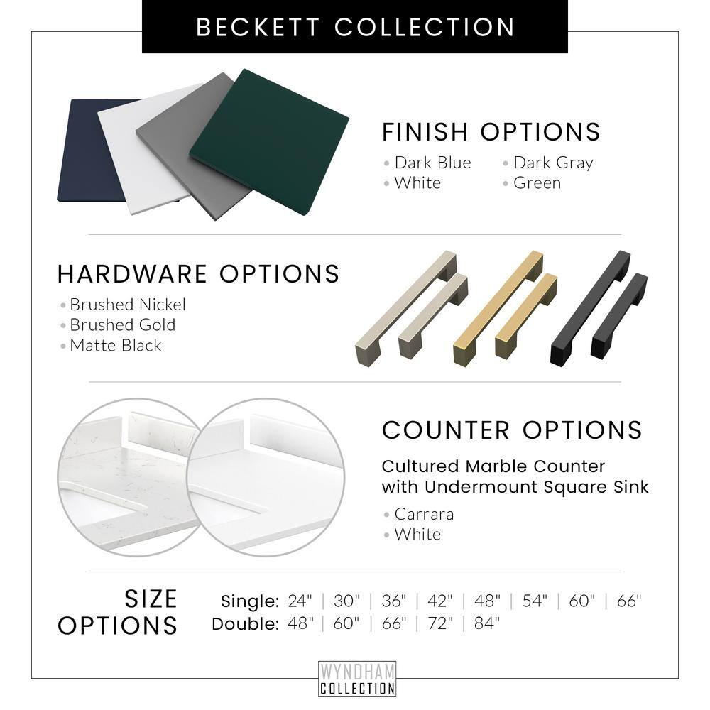Wyndham Collection Beckett 24" Bathroom Vanity with Carrara Marble Top
