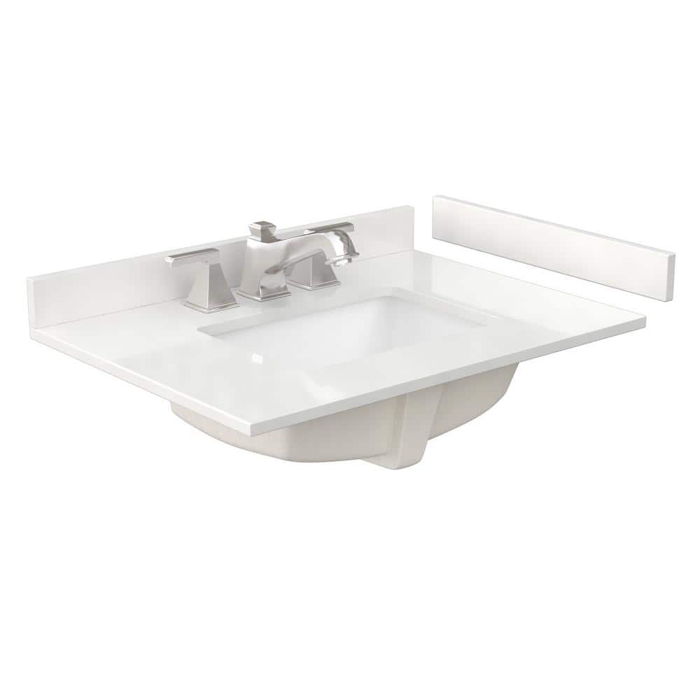 Wyndham Collection Beckett 30 in. Freestanding White Bath Vanity with Quartz Top