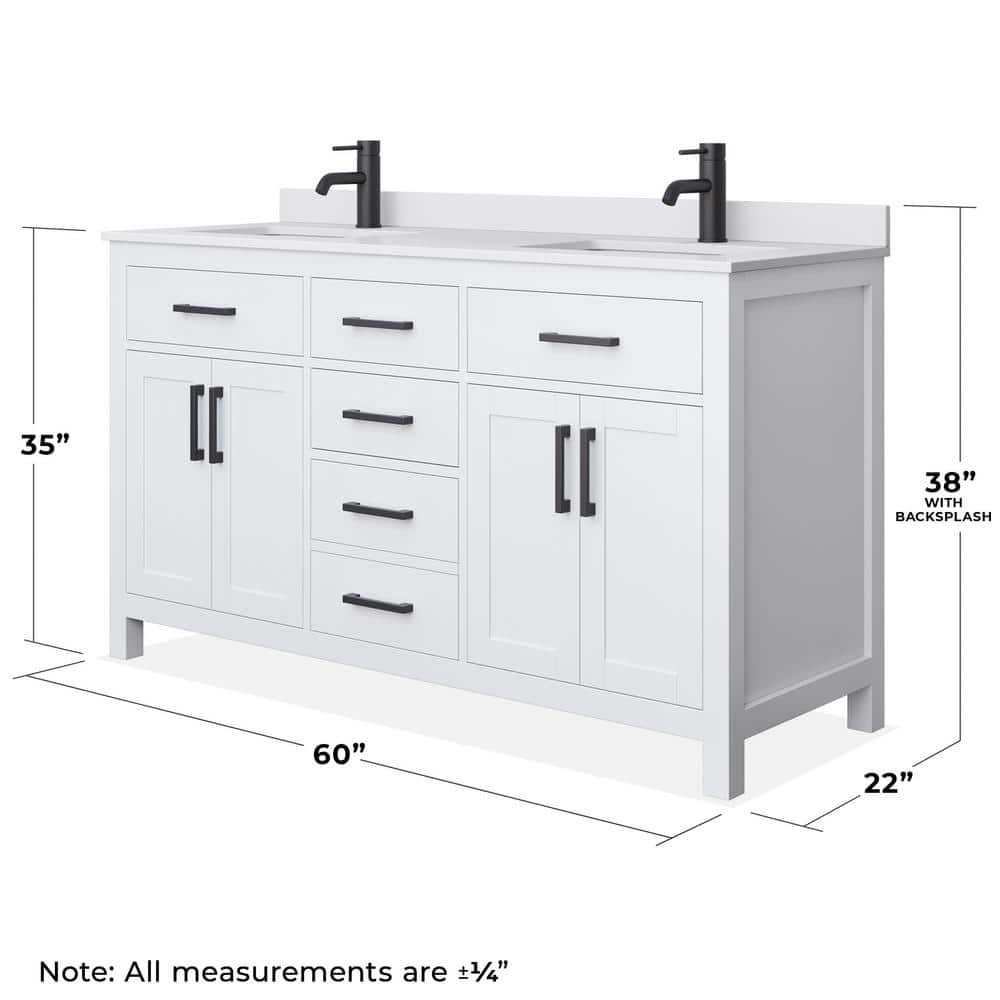 Wyndham Collection Beckett 60" Double Sink Bathroom Vanity with Cultured Marble Top
