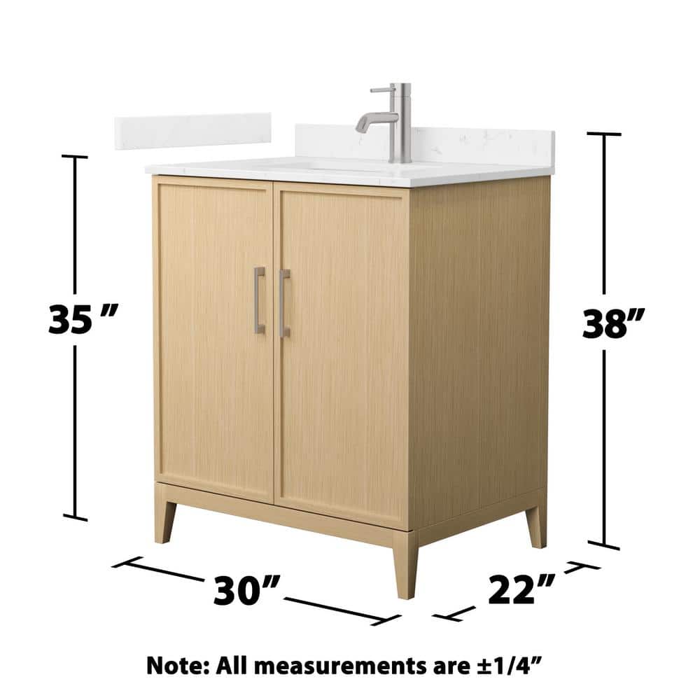 Wyndham Collection Elan 30" Bathroom Vanity in White Oak with Carrara Marble Top