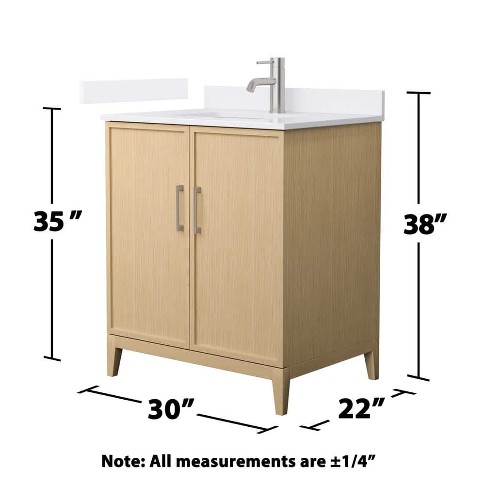 Wyndham Collection Elan 30" Bathroom Vanity in White Oak with Cultured Marble Top