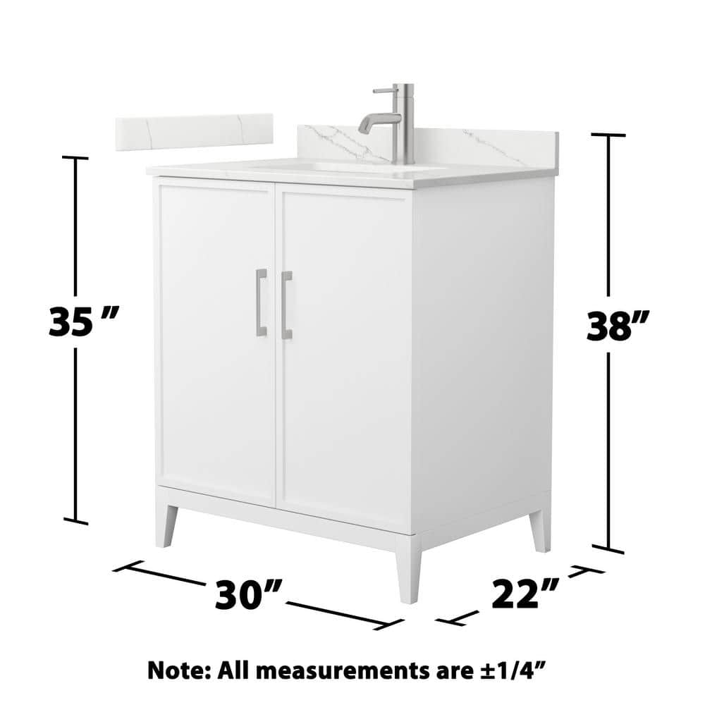 Wyndham Collection Elan 30" White Bathroom Vanity with Giotto Quartz Top