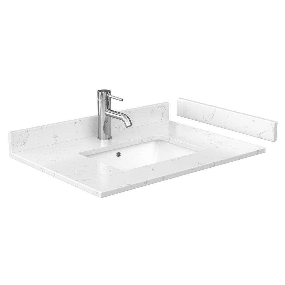 Wyndham Collection Sheffield 30" Gray Bathroom Vanity with Carrara Marble Top