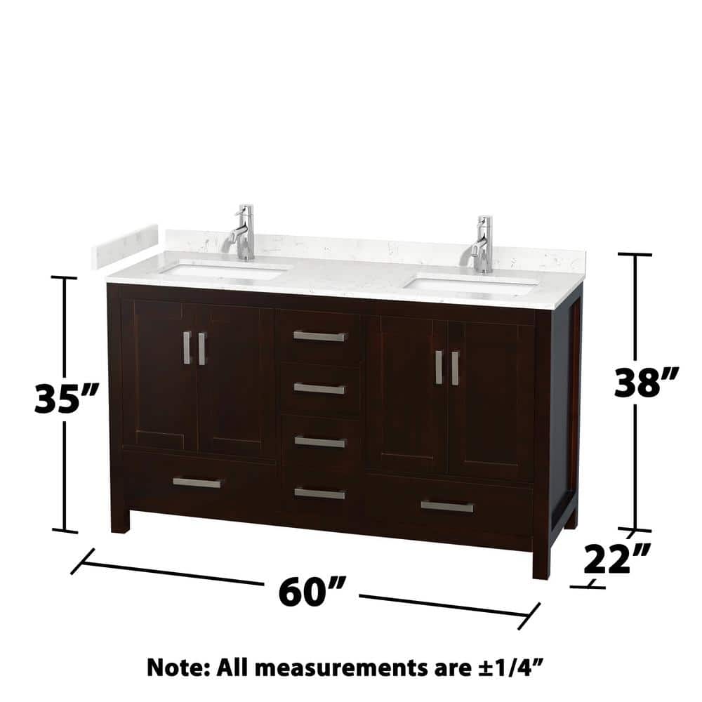 Wyndham Collection Sheffield 60" Double Bath Vanity in Espresso with Cultured Marble Top