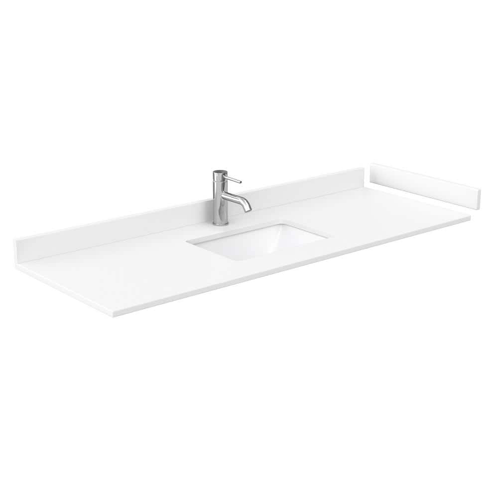Wyndham Collection Avery 60" Single Sink Bath Vanity in White with Cultured Marble Top