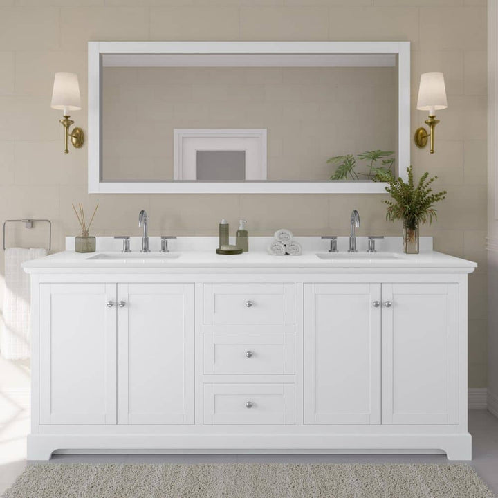 Wyndham Collection Avery 80 in. Double Bath Vanity with White Quartz Top