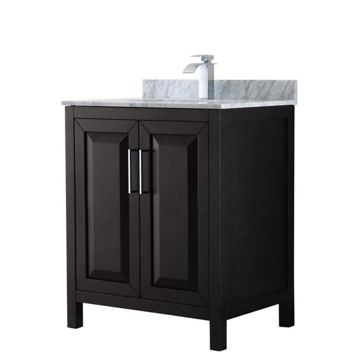 Wyndham Collection Daria 30 in. Bathroom Vanity with Carrara Marble Top