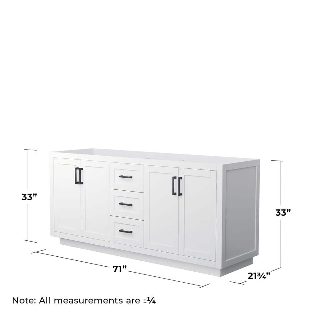 Wyndham Collection Miranda 71-inch Double Bath Vanity Cabinet in White