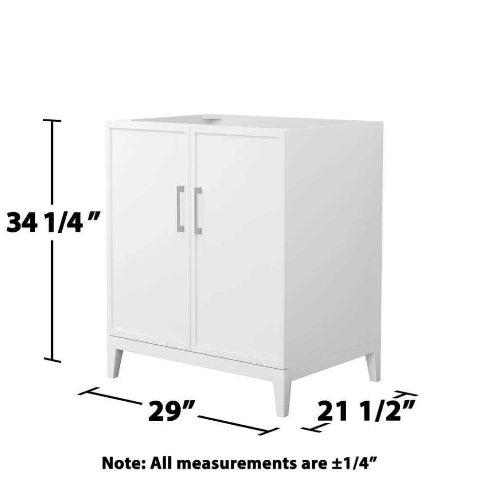 Wyndham Collection Elan 29" Bathroom Vanity Cabinet, White with Brushed Nickel Trim