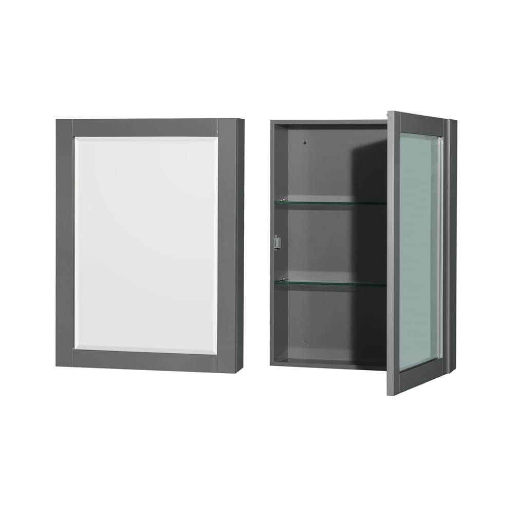 Wyndham Collection Sheffield 29" Dark Gray Single Bath Vanity Cabinet with Mirror