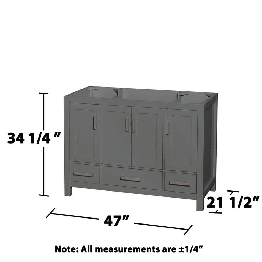 Wyndham Collection Sheffield 47 in. Single Bath Vanity Cabinet, Dark Gray